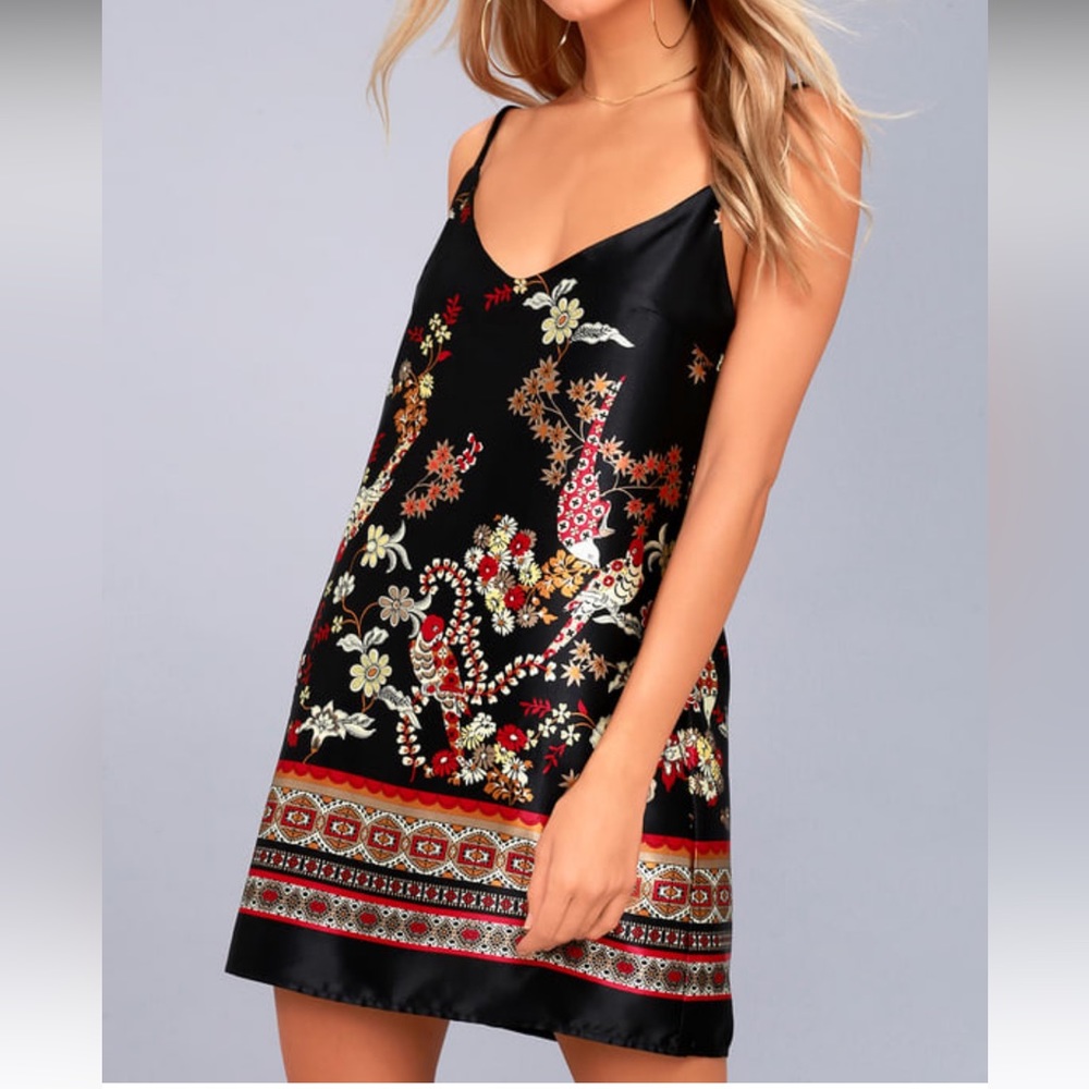 Print satin Shift Dress
